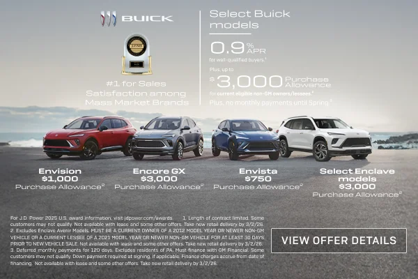 0.9% APR 
FOR WELL-QUALIFIED BUYERS.1

Plus, up to $3,000 PURCHASE ALLOWANCE for current eligible...