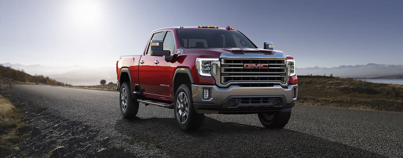 Red 2020 GMC Sierra 2500HD parked at an angle