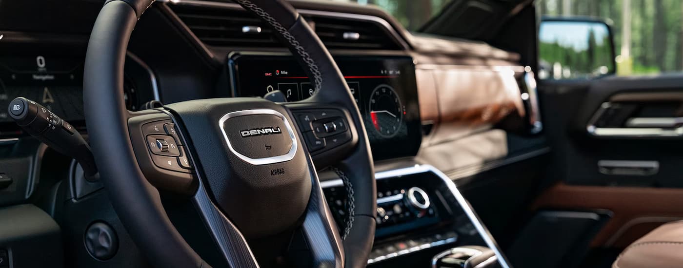 Steering wheel and dashboard in a 2026 GMC Sierra 1500