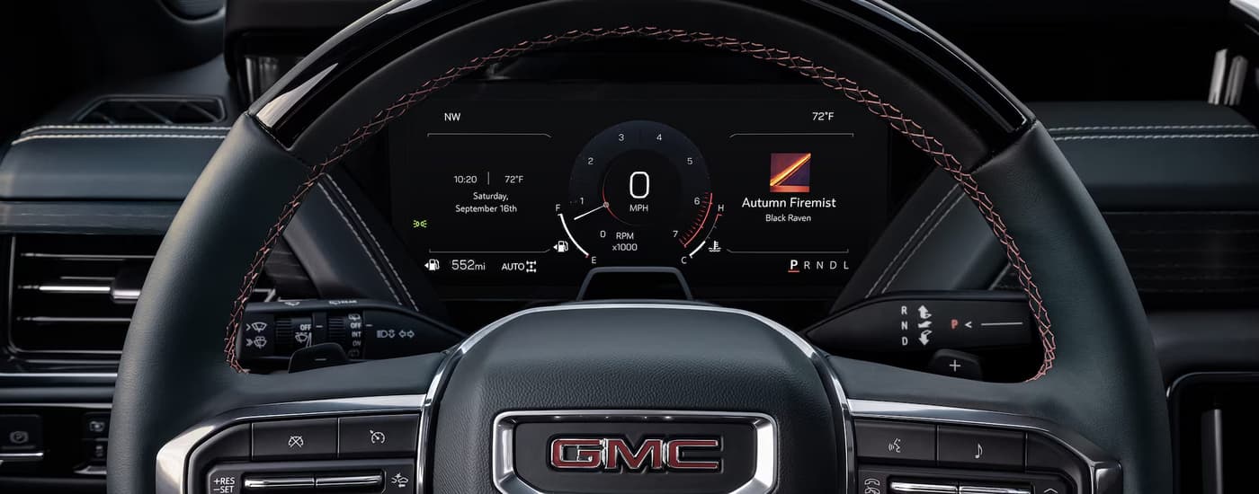 Steering wheel in a 2026 GMC Yukon 